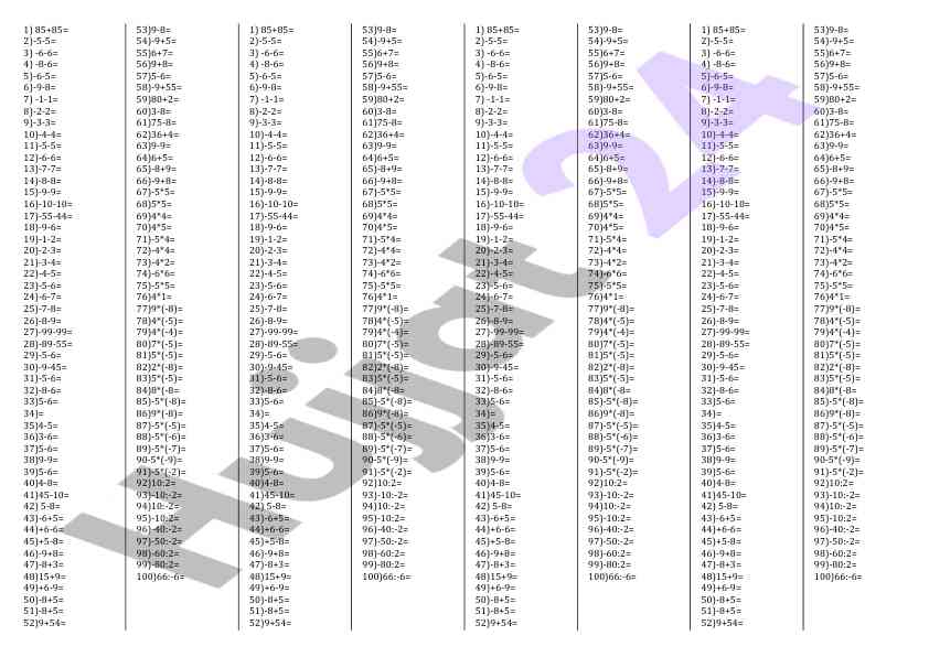 Basic mathematical operations worksheet