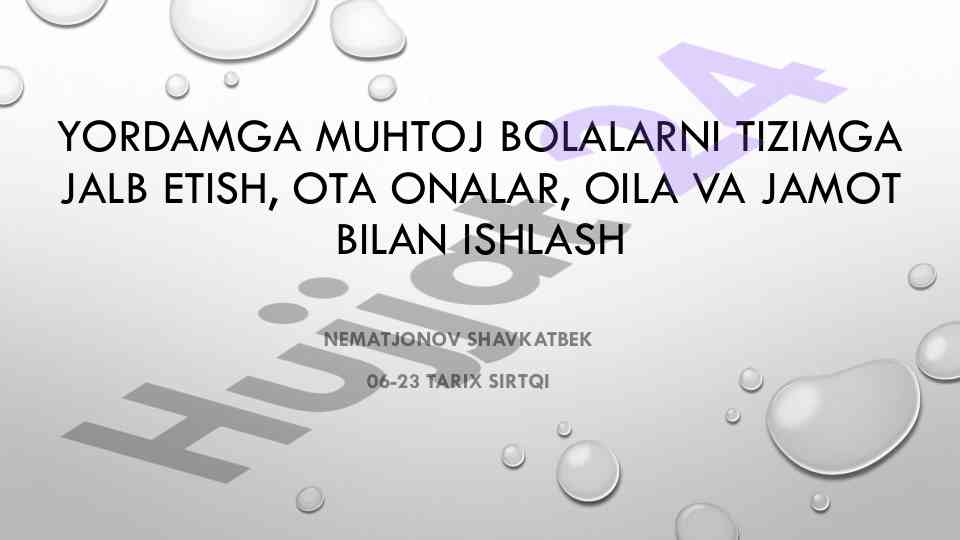 Yordamga muhtoj bolalarni tizimga jalb etish