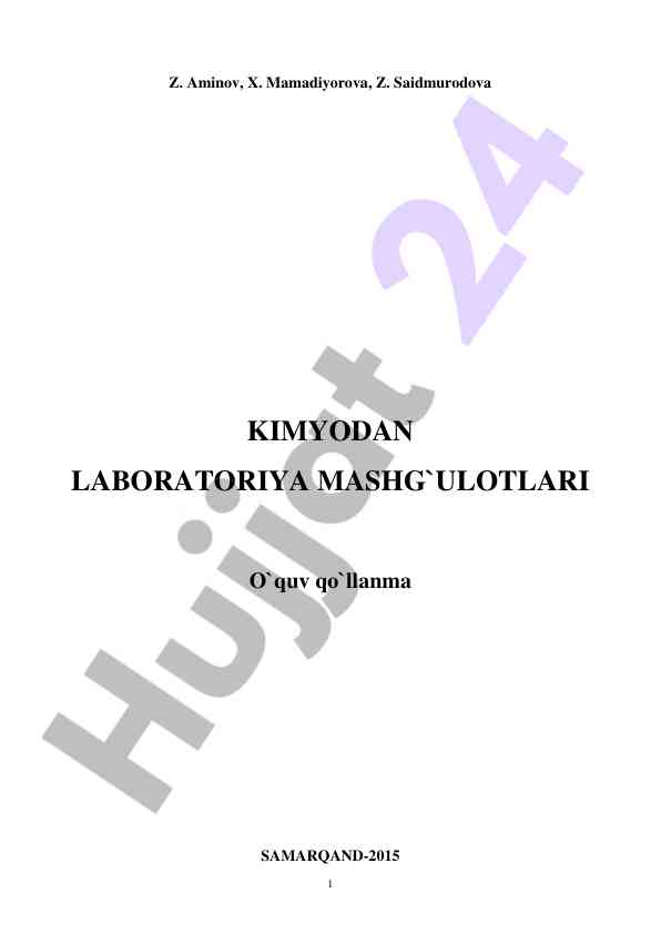 Kimyodan laboratoriya mashg‘ulotlari o‘quv qo‘llanma