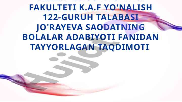 O‘zbek bolalar adabiyotining shakllanish bosqichlari