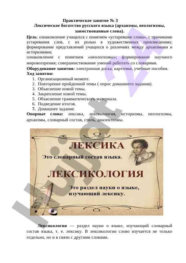 Лексическое богатство русского языка: архаизмы и неологизмы