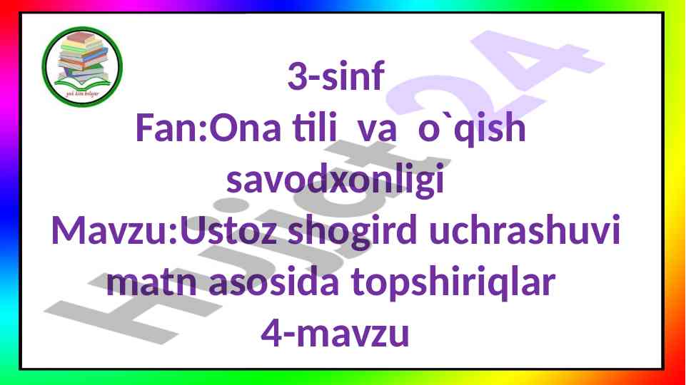 Ustoz shogird uchrashuvi matn asosida topshiriqlar