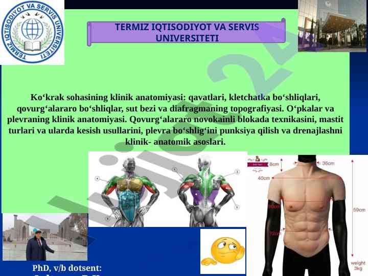 Klinik anatomiyasi va ko‘krak soha topografiyasi