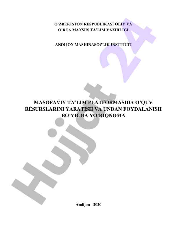 Masofaviy ta'limda moodle tizimidan foydalanish yo'riqnoması