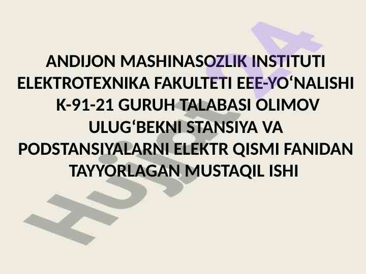 Havo bilan sovitish tizimlari bo‘yicha mustaqil ish