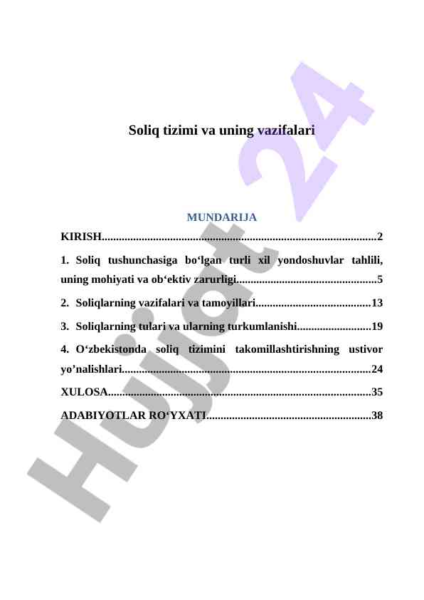 Soliq Tizimi Va Uning Vazifalari