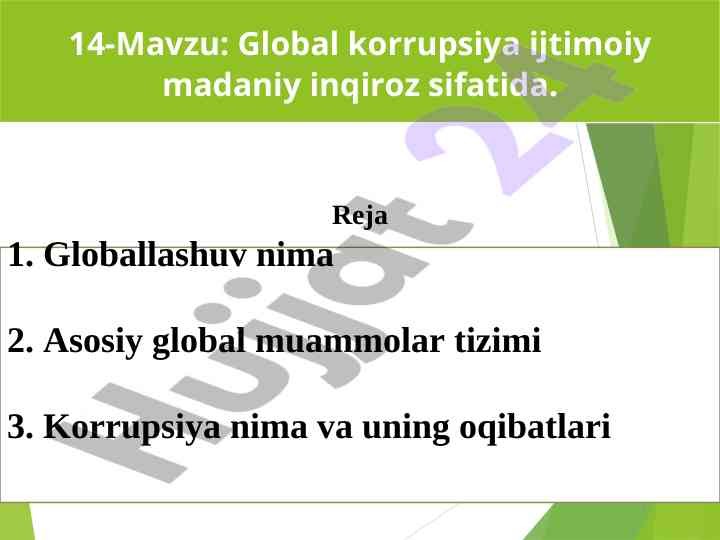 Global muammolar tizimi va korrupsiya tahlili