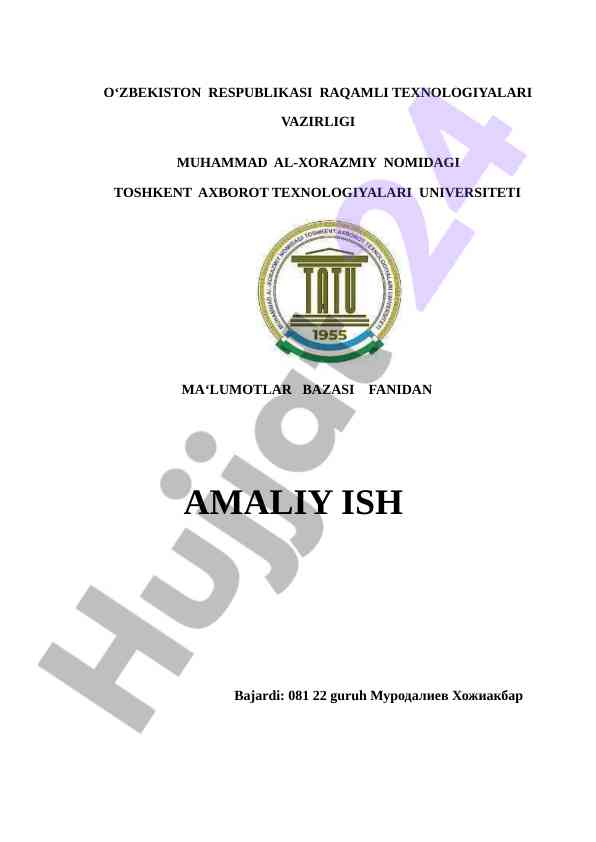 Relyatsion ma‘lumotlar bazasini loyihalash