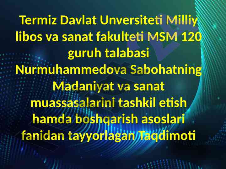Rahbarning o'zini o'zi boshqarishi taqdimoti