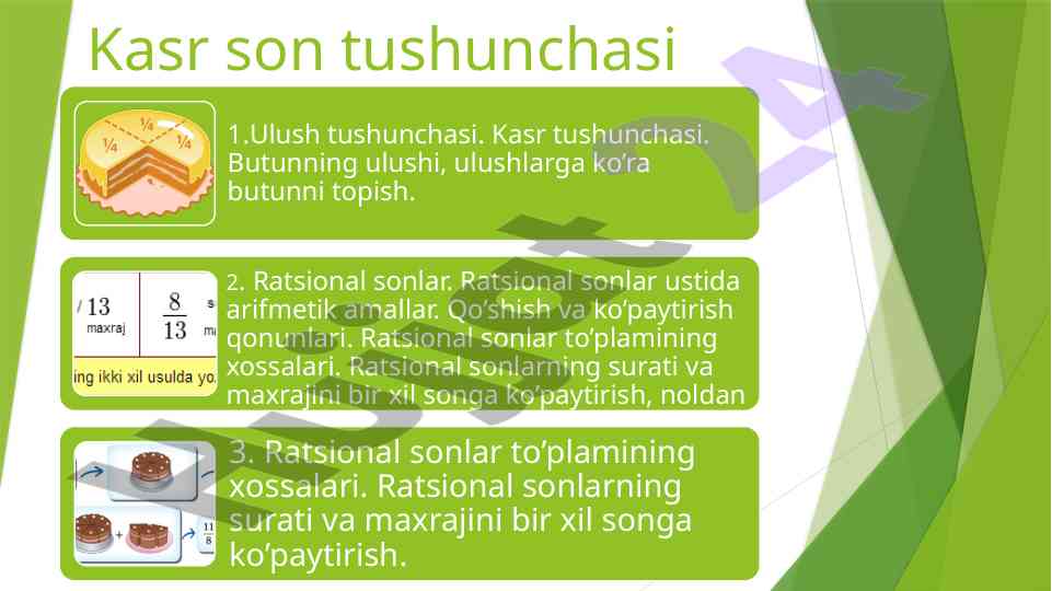 Kasr son tushunchasi va ustida arifmetik amallar