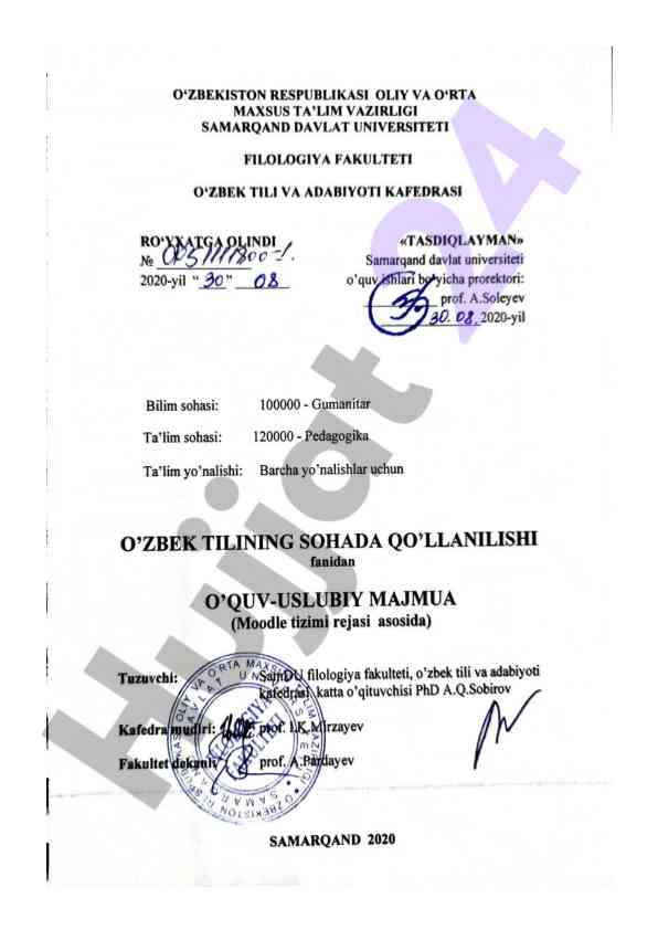 O'zbek tilining soha qo'llanilishi