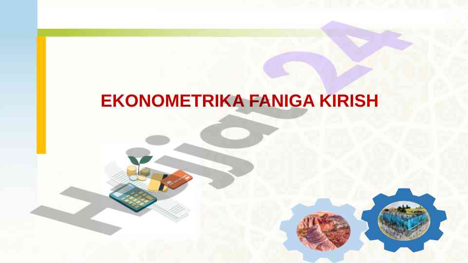 Ekonometrika faniga kirish reja