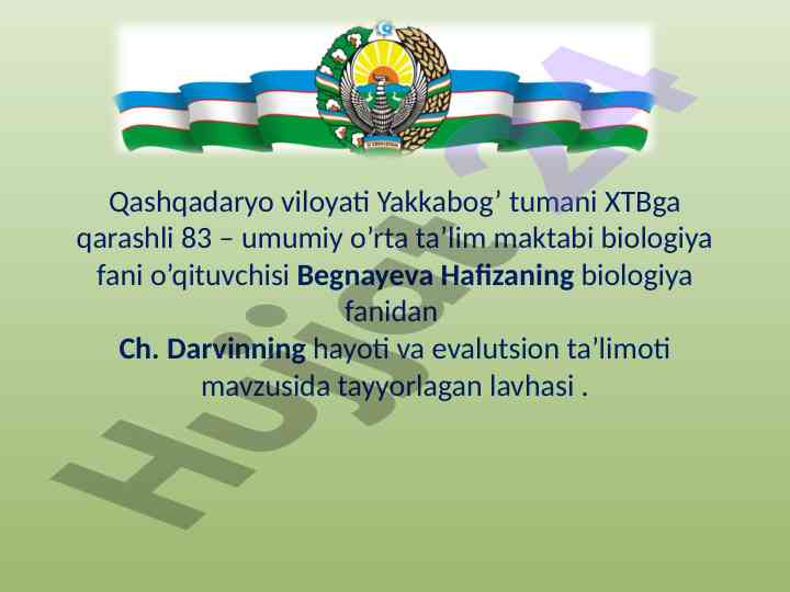 Darvinning hayoti va evolutsion ta’limoti