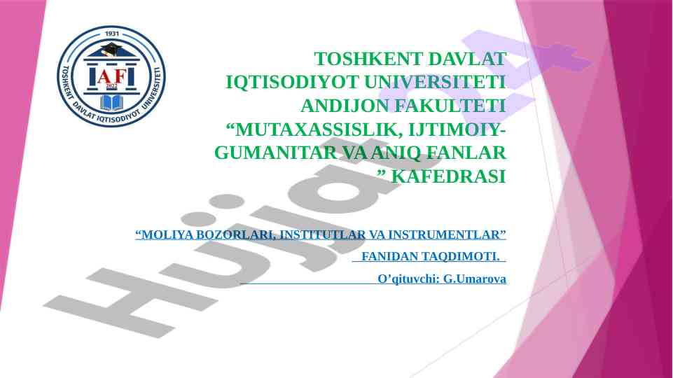 Davlat va xalqaro qimmatli qog‘ozlar turlari