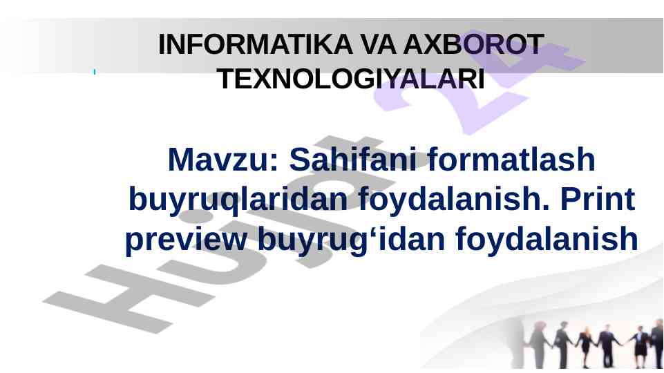 Sahifani formatlash buyruqlaridan foydalanish