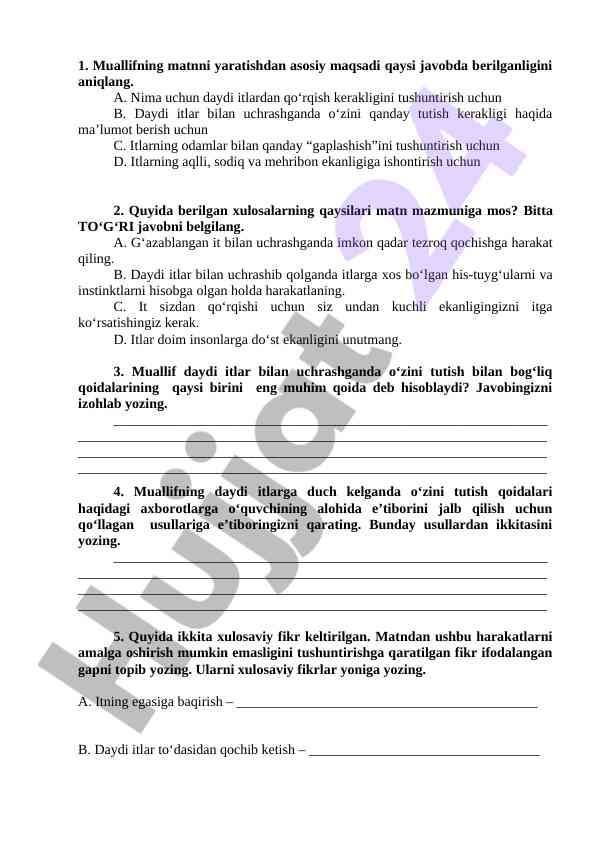 Daydi itlar bilan uchish qoidalari