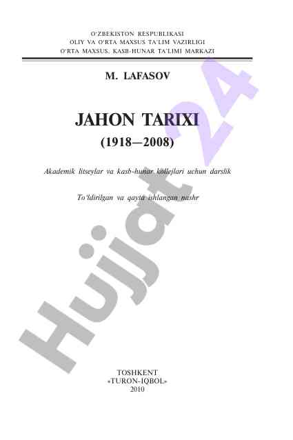 Jahon tarixi darslik akad. litseylar va kollejlar uchun