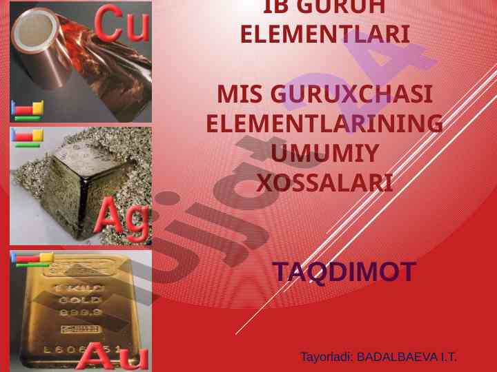 Mis guruh elementlari taqdimoti va ularning xossalari