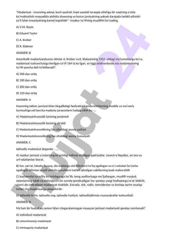 Madaniyatshunoslik ta'riflari va izohlar