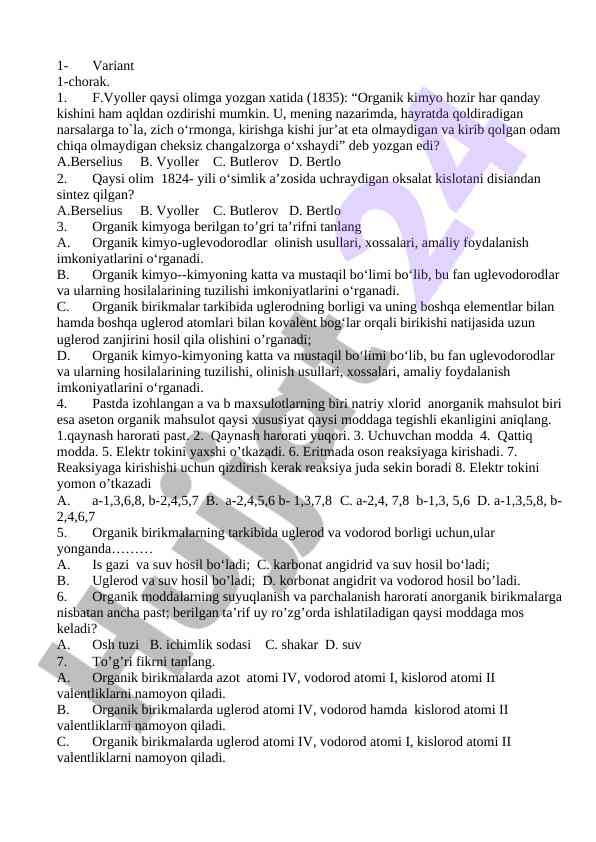 Organik kimyo asoslari va muammolari