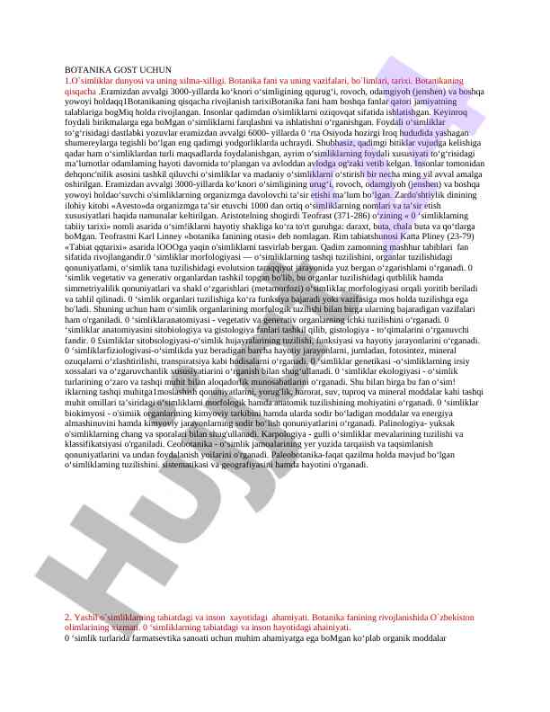 O‘simliklar dunyosi va uning xilma-xilligi