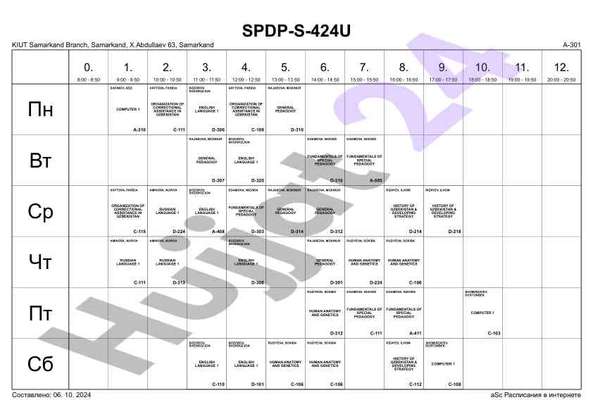 Schedule of correctional assistance courses in uzbekistan