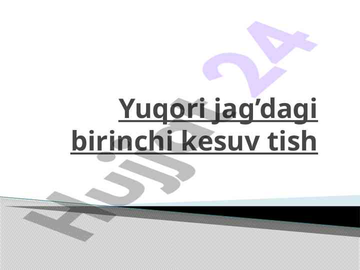 Yuqori jag’dagi birinchi kesuv tishning anatomiyasi