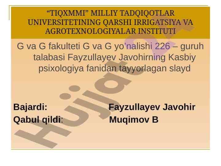 Kurs ishlari: kasbiy psixologiya muloqot haqida