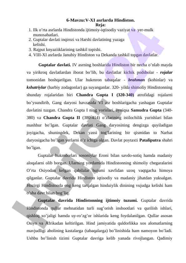 Hindiston tarixi: ijtimoiy-iqtisodiy vaziyat
