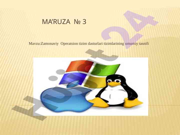 Zamonaviy operatsion tizim dasturlari tasnifi