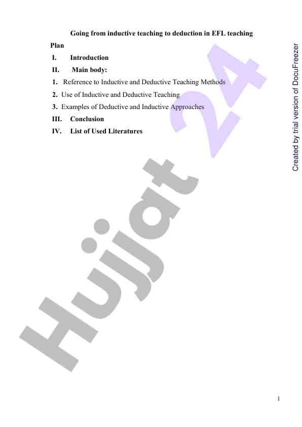 Inductive and deductive methods in efl teaching