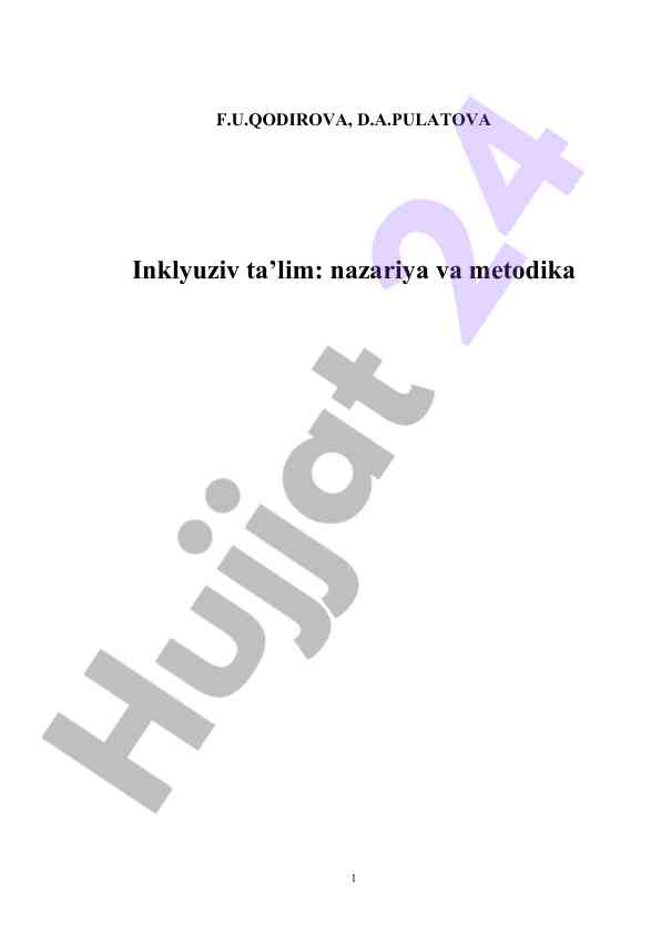 Inklyuziv ta’lim: nazariya va metodika