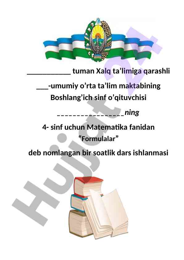 Formulalar dars ishlanmasi 4-sinf uchun