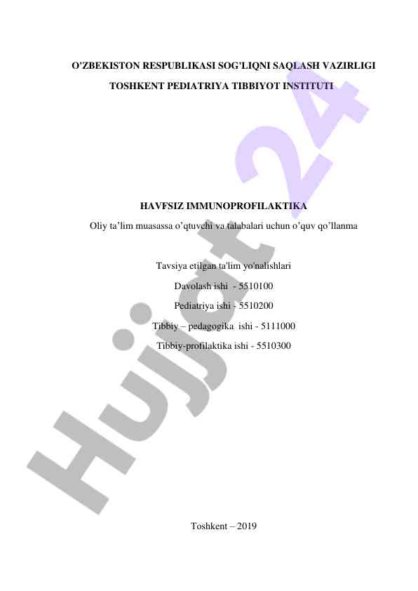 Havfsiz immunoprofilaktika o‘quv qo‘llanma