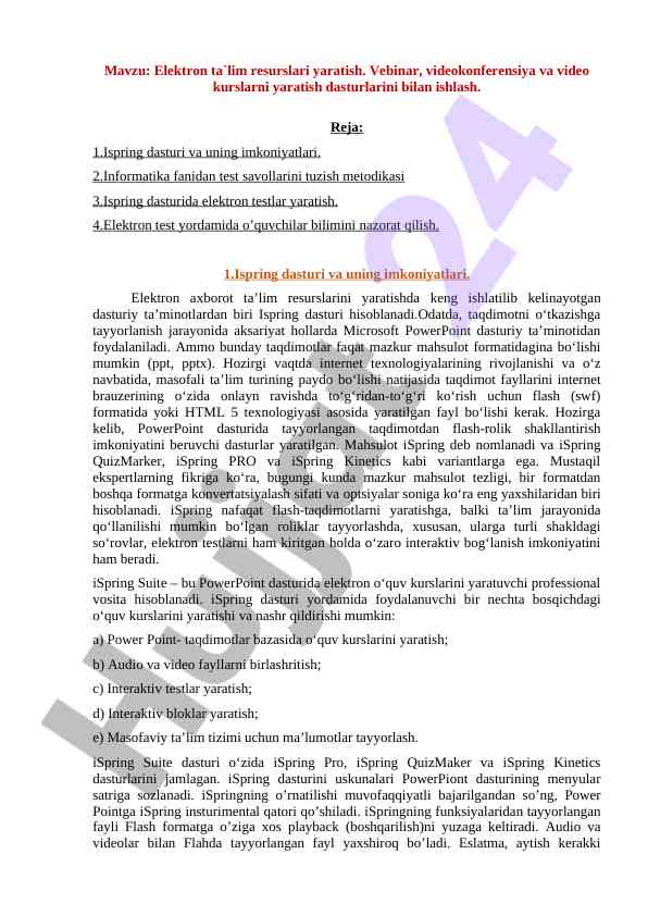 Elektron ta'lim resurslari yaratish dasturlari