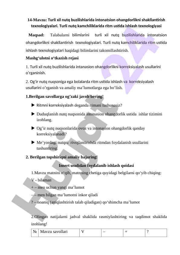 Nutq buzilishlarida intonatsion ohangdorlik