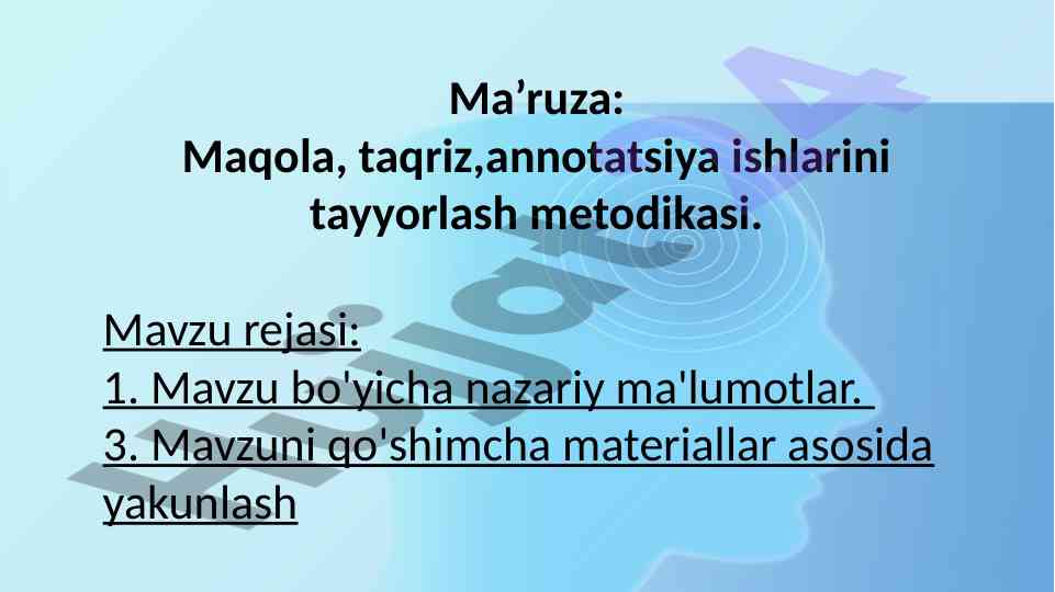 Maqola taqriz va annotatsiya tayyorlash metodikasi