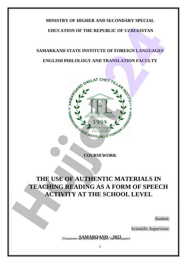 Authentic materiallar o'quvda o'qish faoliyatida