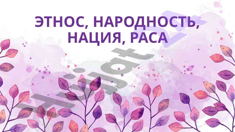 Etnos, narodnost, natsiya va rasa tushunchalari