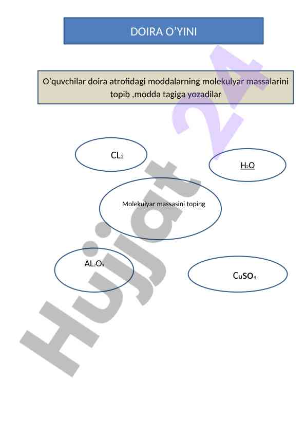 Cuso4 molekulyar massasi hisobi
