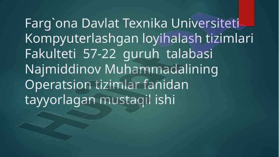 Mobil operatsion tizimlar haqida mustaqil ish
