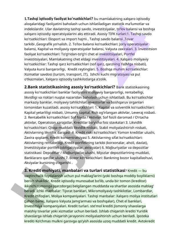 Tashqi iqtisodiy faoliyat ko’rsatkichlari tahlili