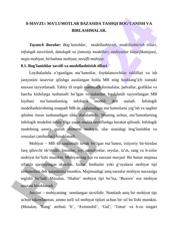 Ma’lumotlar bazasida tashqi bog‘lanish va birlashtirish