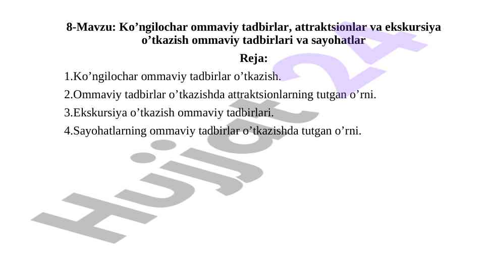 Ommaviy tadbirlarda sayohatlar va attraktsionlar