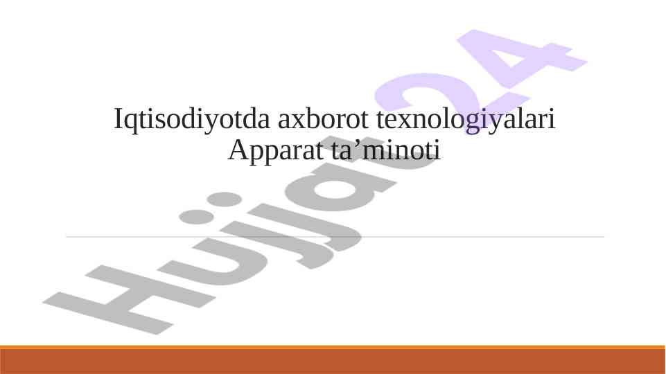 Iqtisodiyotda axborot texnologiyalari va rivojlanishi