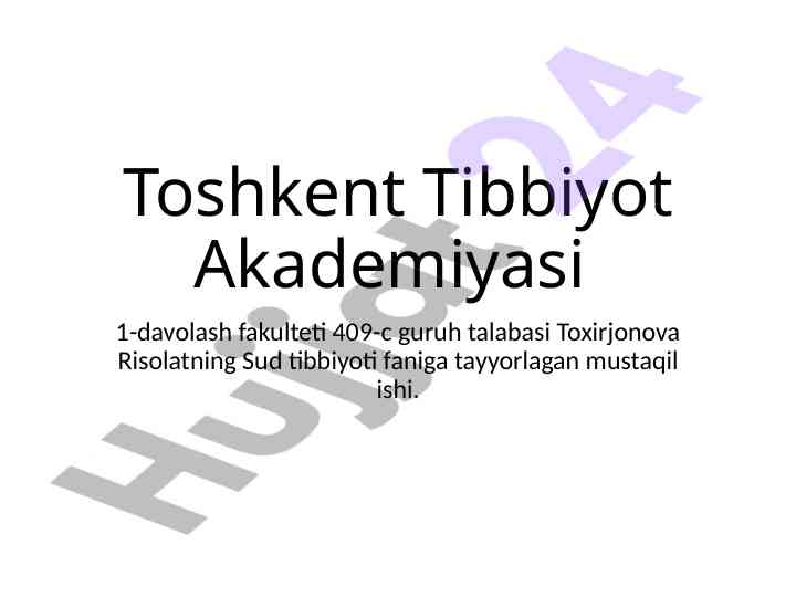 Sud tibbiyoti tarixi o'zbekiston respublikasida