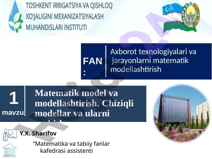 Matematik modellashtirish fanidan o‘quv qo‘llanma