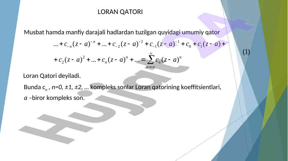 Loran qatori va uning analitik xususiyatlari