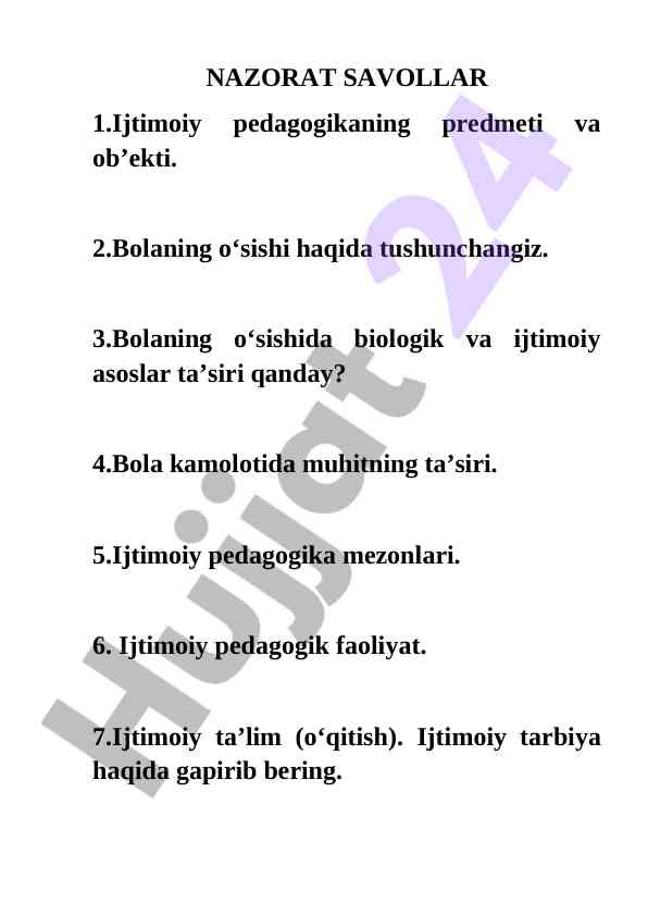 Ijtimoiy pedagogika asoslari va bolaning o‘sishi