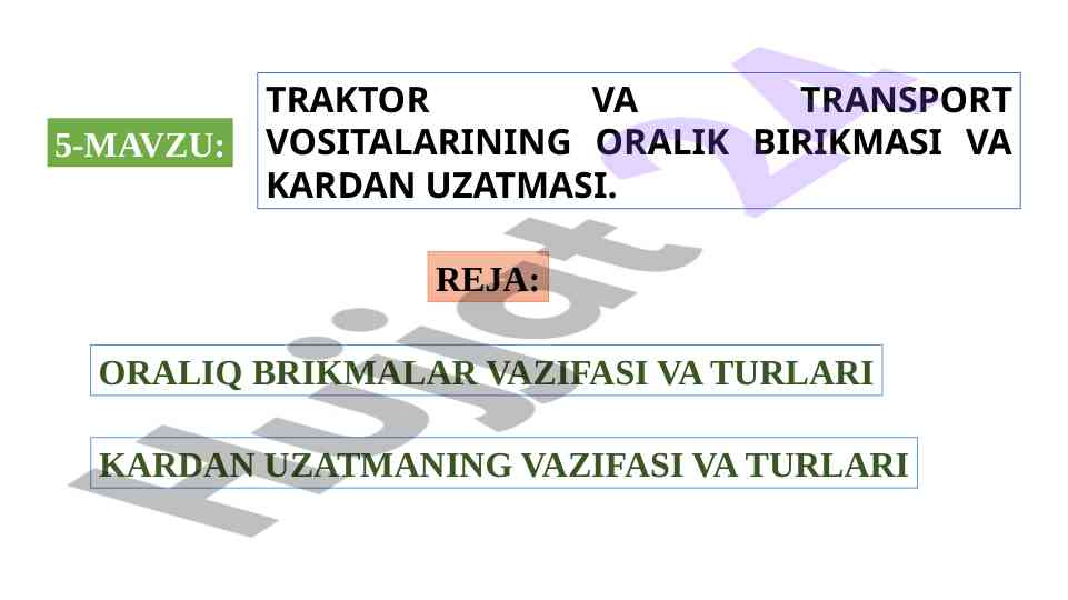 Traktor va transport vositalarining oraliq brikmalari